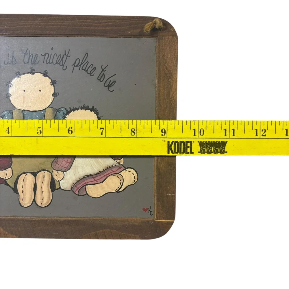 Handmade Folk Art Plaque Together is The Nicest Place To Be Sitting Dolls